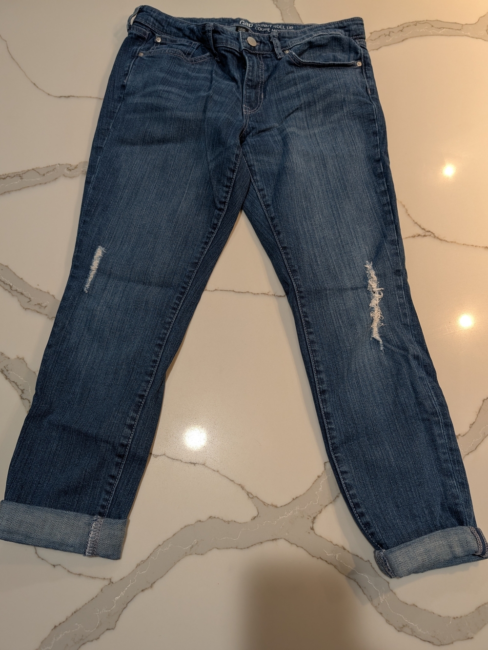 GAP Women's Skinny Roll Up Jeans Distressed